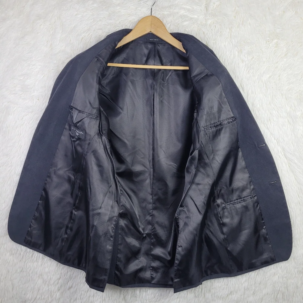 40R Via Europa For Macy's Mens‎ Charcoal Black Sueded Blazer